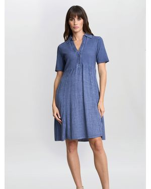 Gina Bacconi Aaliyah Chambray Demin And Jersey Dress - Blue