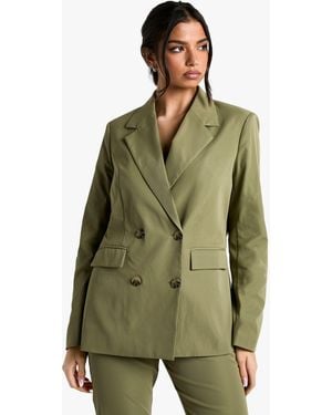 Boohoo Relaxed Fit Double Breasted Blazer - Green