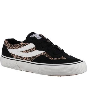 Superga 2941 Revolley Leather /Micro Leopard Trainers - Black