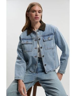 Karen Millen Denim And Cord Mix Jacket - Blue