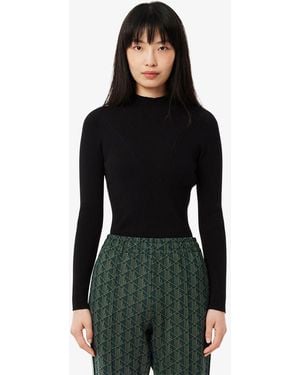 Lacoste High Neck 3D Rib Knit Sweatshirt - Black