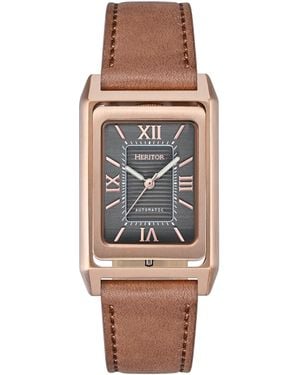 Heritor Esteban Leather Band Watch - Brown