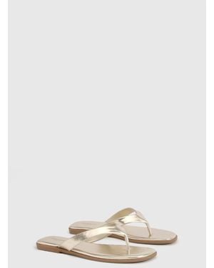 Boohoo Wide Fit Square Toe Flip Flops - Metallic