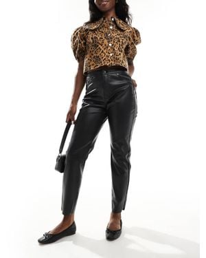 Vero Moda Leather Look Cigarette Trouser - Black