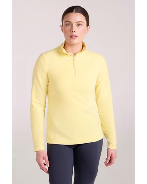 Mountain Warehouse 'Camber' Striped Fleece Top Half Zip Quick Dry Breathable Jumper - Yellow