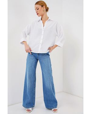 Bigdart Textured Weaving Button-Up Shirt - Blue