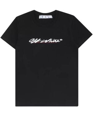 Off-White c/o Virgil Abloh New Script Logo Casual Fit T-Shirt Cotton - Black