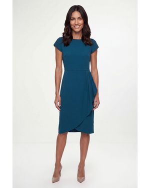 Wallis Crepe Cowl Wrap Midi Dress - Blue