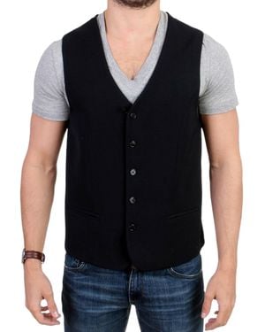 CoSTUME NATIONAL Wool Blend Casual Vest - Black