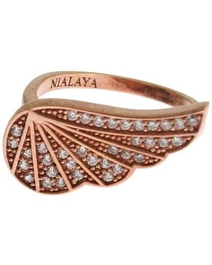 Nialaya Goud 925 Zilveren Vrouwen Duidelijke Cz Ring - Zwart