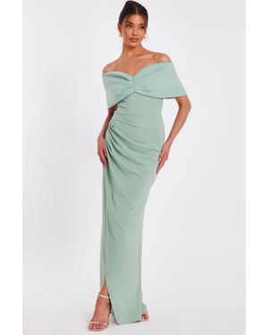 Quiz Sage Bardot Wrap Maxi Dress - Blue