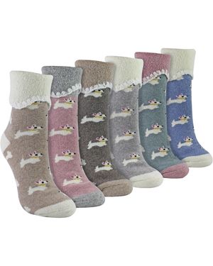 Sock Snob 6 Pairs Ladies Thick Warm Wool Bed Socks - Grey