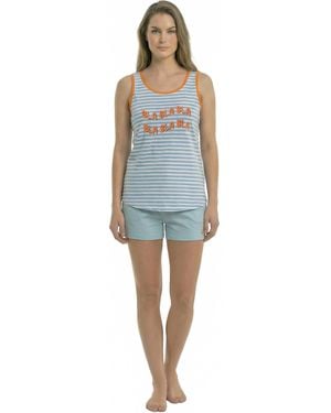 Kisses&Love Summer Pyjamas With Wide Straps, Cotton Kl45250 - Blue