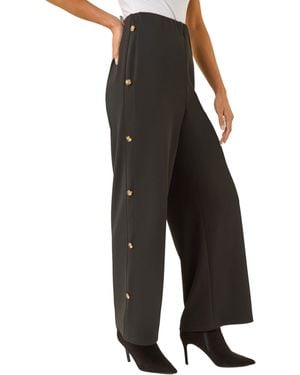Roman Petite Button Detail Stretch Trouser - Black