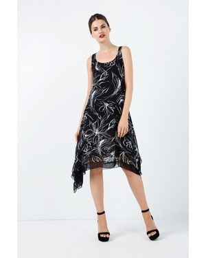 Conquista Sleeveless Layer Dress With Net Detail - Black