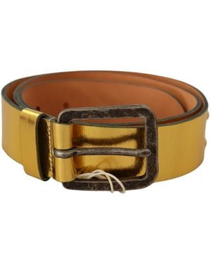 John Galliano Genuine Leather Rustic Buckle Waist Belt - Metallic