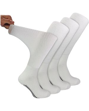 Dr.Socks 4 Pack Long Bamboo Diabetic Socks With Grips For And - White