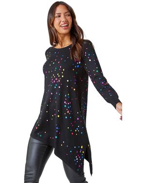 Roman Longline Metallic Spot Asymmetric Jumper - Blue