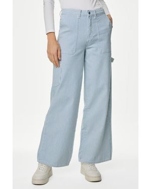 Secret Label Stripe Relaxed Carpenter Wide Leg Jeans - Blue