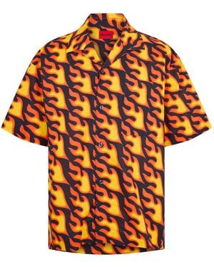 HUGO Egeeno Long Sleeve Oxford Shirt - Orange