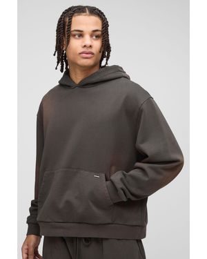 BoohooMAN Premium Heavyweight Boxy Washed Hoodie - Grey
