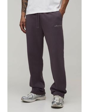 BoohooMAN Straight Fit Embroidered Jogger - Blue