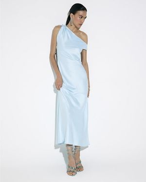 River Island Maxi Dress Satin One Shoulder - Blue