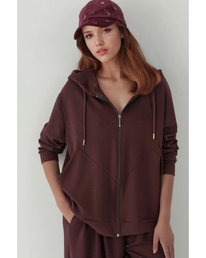 Hiccup Soft Touch Full Zip Hoodie Sweatshirt - Brown