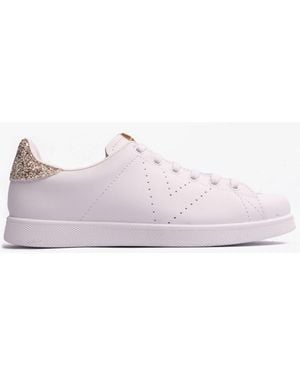 Victoria Tenis Leather & Glitter Trainers Cava - Pink