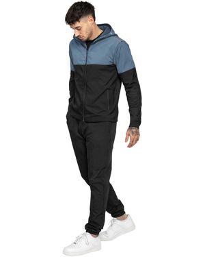 MoFiz Joggingpak voor heren, trainingspak, sportpak met ritssluiting, voor outdoor-activiteiten, zwart-C, M