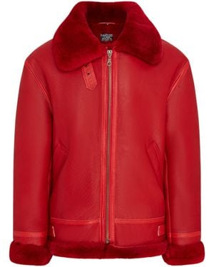 Infinity Leather B3 Bomber Raf Aviator Sheepskin Jacket -Wyndham - Red