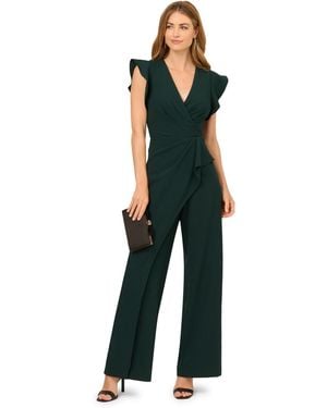Adrianna Papell Crepe Overlay Jumpsuit - Green