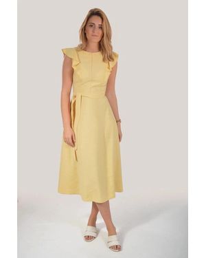 Oasis Ruffle Sleeveless Midi Dress - Yellow