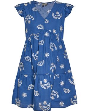 Dreimaster Jurk Marine Wol Wit - Blauw