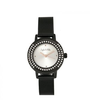 Sophie & Freda Cambridge Bracelet Watch W/Swarovski Crystals - Black