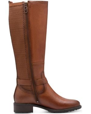 Tamaris Cognac Leather Knee High Riding Boots - Brown