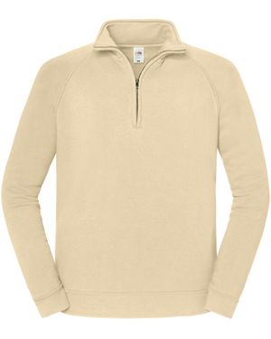 Fruit Of The Loom Iconic Premium Quarter Zip Sweatshirt (Desert) - Natural