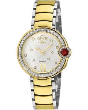 Gv2 Perugia Diamond Watch, Ipyg Case, Dial, Two-Toned Ss/Ipyg Bracelet - Metallic