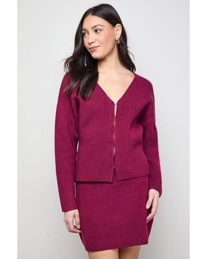 Oasis Edge To Button Down Cardigan - Red
