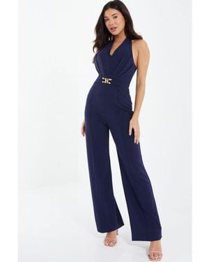 Quiz Halter Neck Palazzo Jumpsuit - Blue