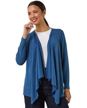 Roman Waterfall Stretch Cardigan - Blue