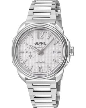 Gevril Roosevelt Swiss Made Automatic, Sa110 Checker Pattern Dial Stainless Steel Watch - Grey