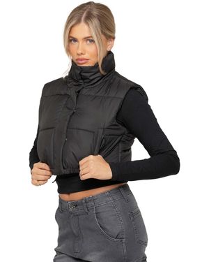 Enzo Puffer Quilted Zip-Up Gilet - Black