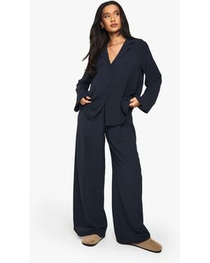 Boohoo Woven Oversized Shirt & Drawstring Trouser Co-Ord - Blue