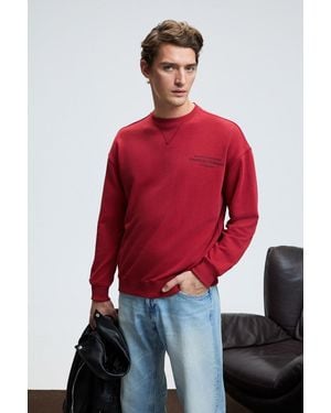 Grimelange Ribbed Crew Neck Sweatshirt - Red