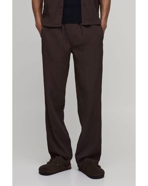 BoohooMAN Relaxed Fit Irregular Pleat Texture Trousers - Black