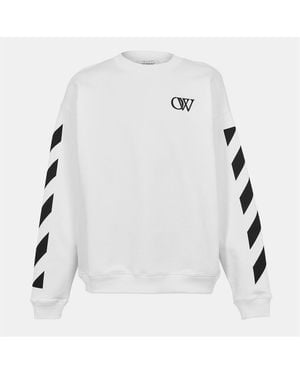 Off-White c/o Virgil Abloh Off Crew Neck Drop Shoulder Long Sleeve Sweatshirt - White