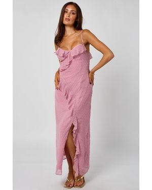 Urban Bliss Dobby Maxi Dress With Ruffles - Red
