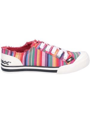 Rocket Dog Ladies Jazzin Eden Stripe Lace Up Canvas Trainer /Multi) - Red