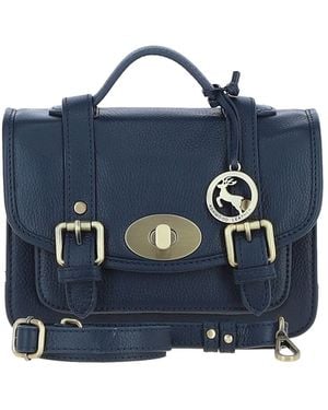 Ashwood Leather Stylish Real Medium Satchel Bag - Blue